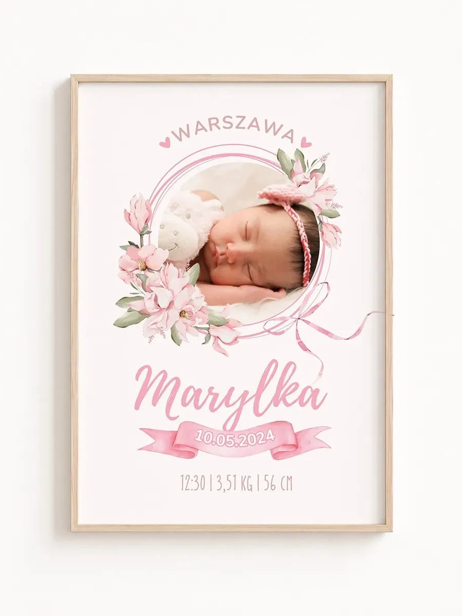 Personalizowana Metryczka Urodzenia ze Zdjęciem Dziecka