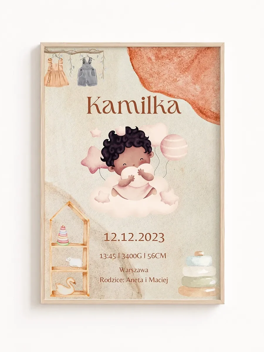 Personalizowany Plakat Narodzin w Stylu Boho