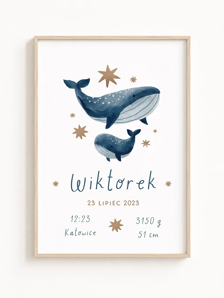 Personalizowany Plakat Narodzin w Stylu Marynistycznym