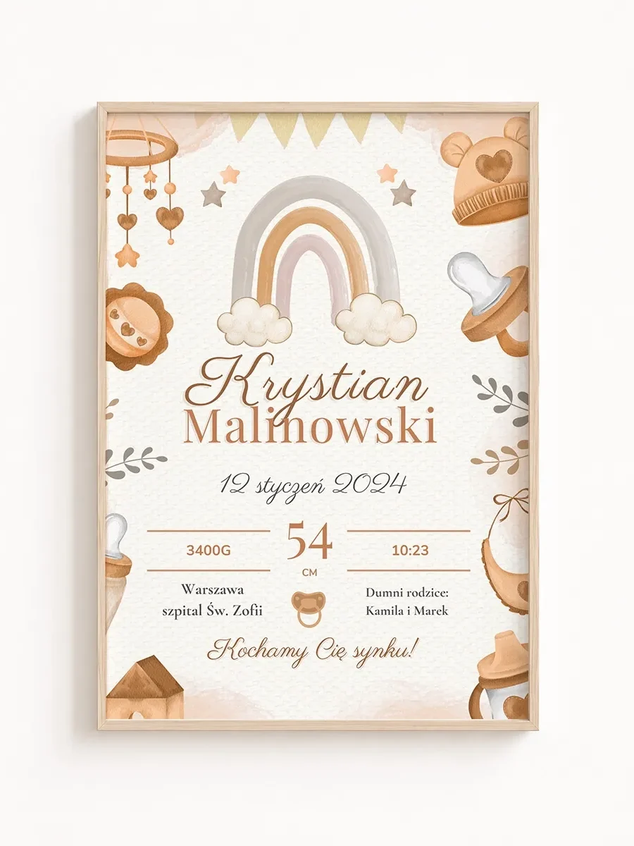 Personalizowany Plakat Narodzin w Stylu Boho
