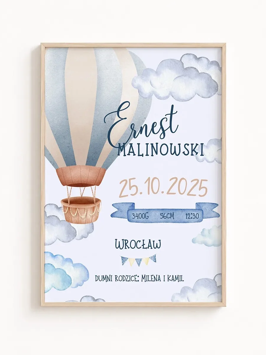 Metryczka Urodzenia – Balon w Chmurach