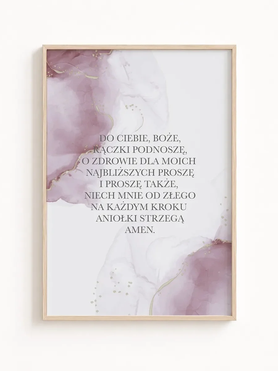 Plakat z modlitwą dla dziecka – pastelowa dekoracja religijna