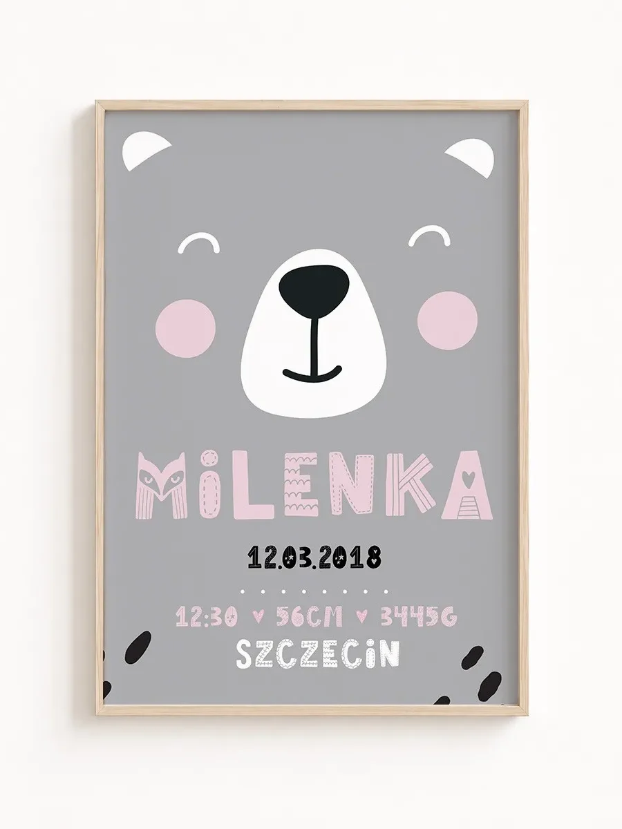 Metryczka Urodzenia „Milenka” – Uroczy Miś