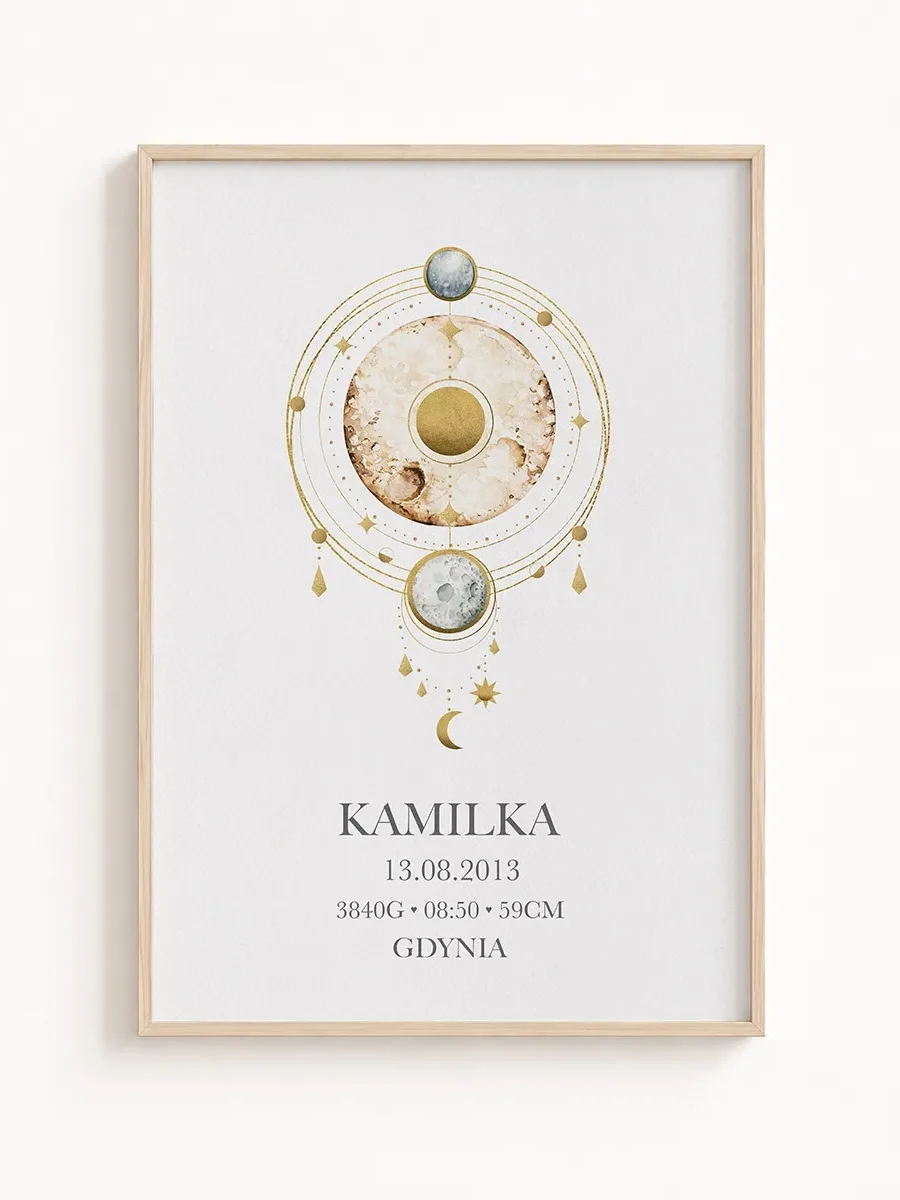 Personalizowana Metryczka Urodzenia – Kolekcja Boho