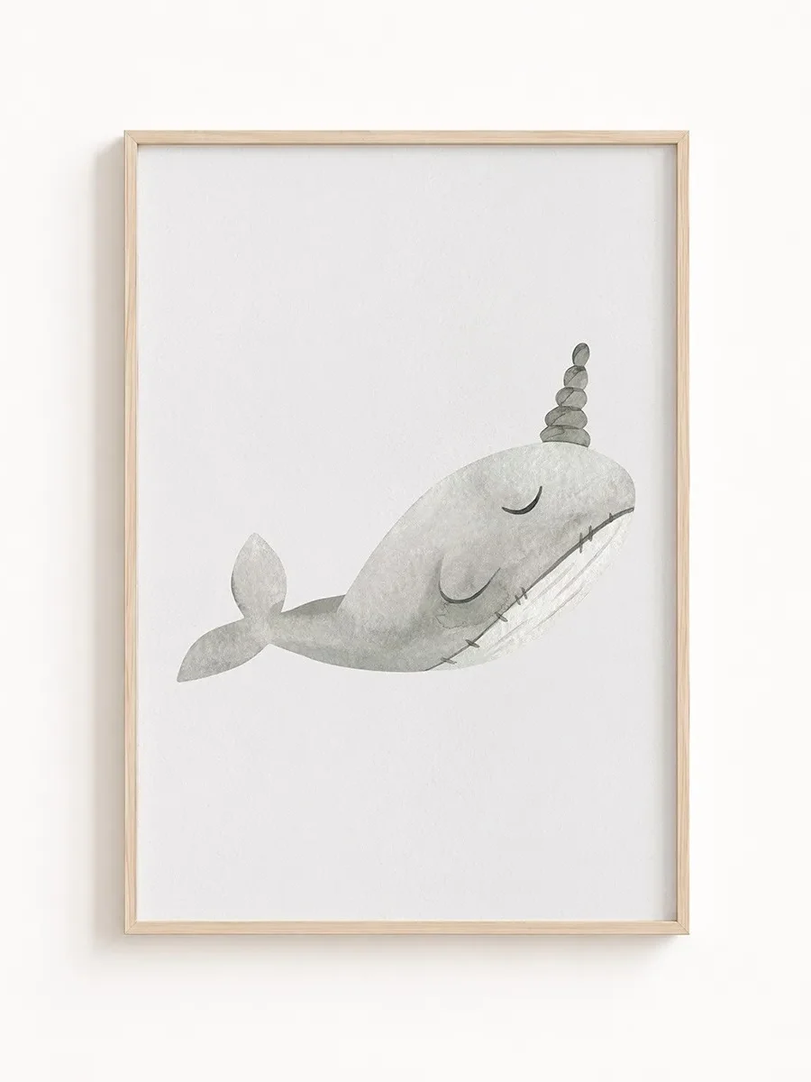 Plakat dziecięcy Wieloryb– Kolekcja Boho