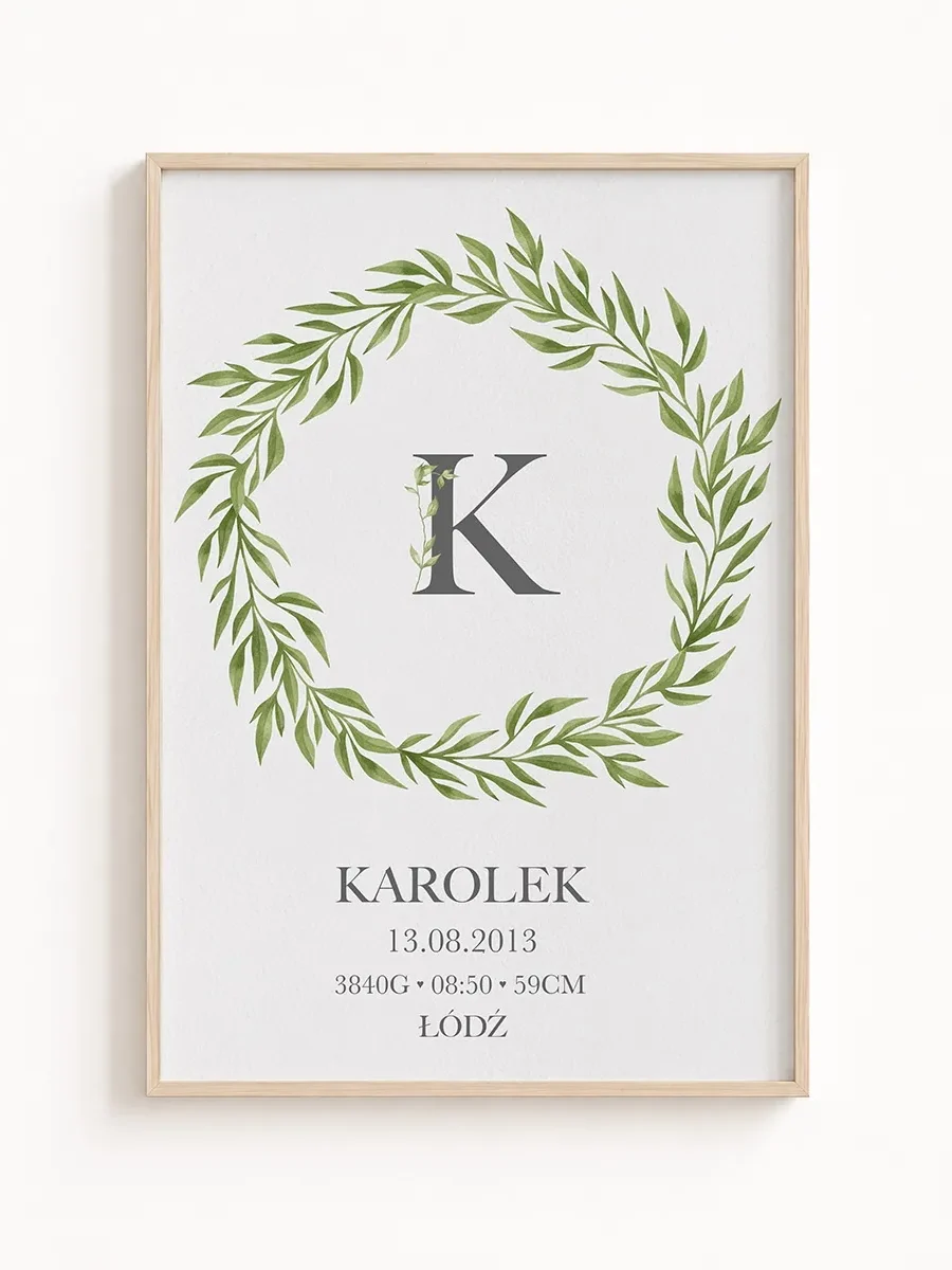 Personalizowana Metryczka Urodzenia Minimalistyczna