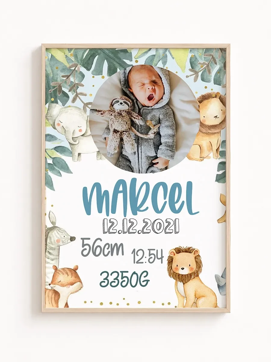 Personalizowana Metryczka Urodzenia Zwierzątka Safari