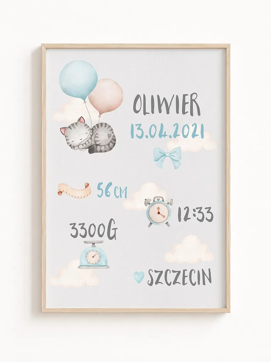 Metryczka Urodzenia Kotek z Balonikami
