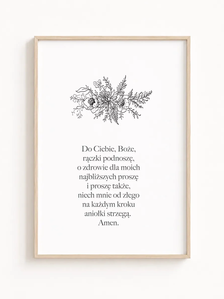 Plakat z modlitwą dla dziecka – minimalistyczna dekoracja religijna