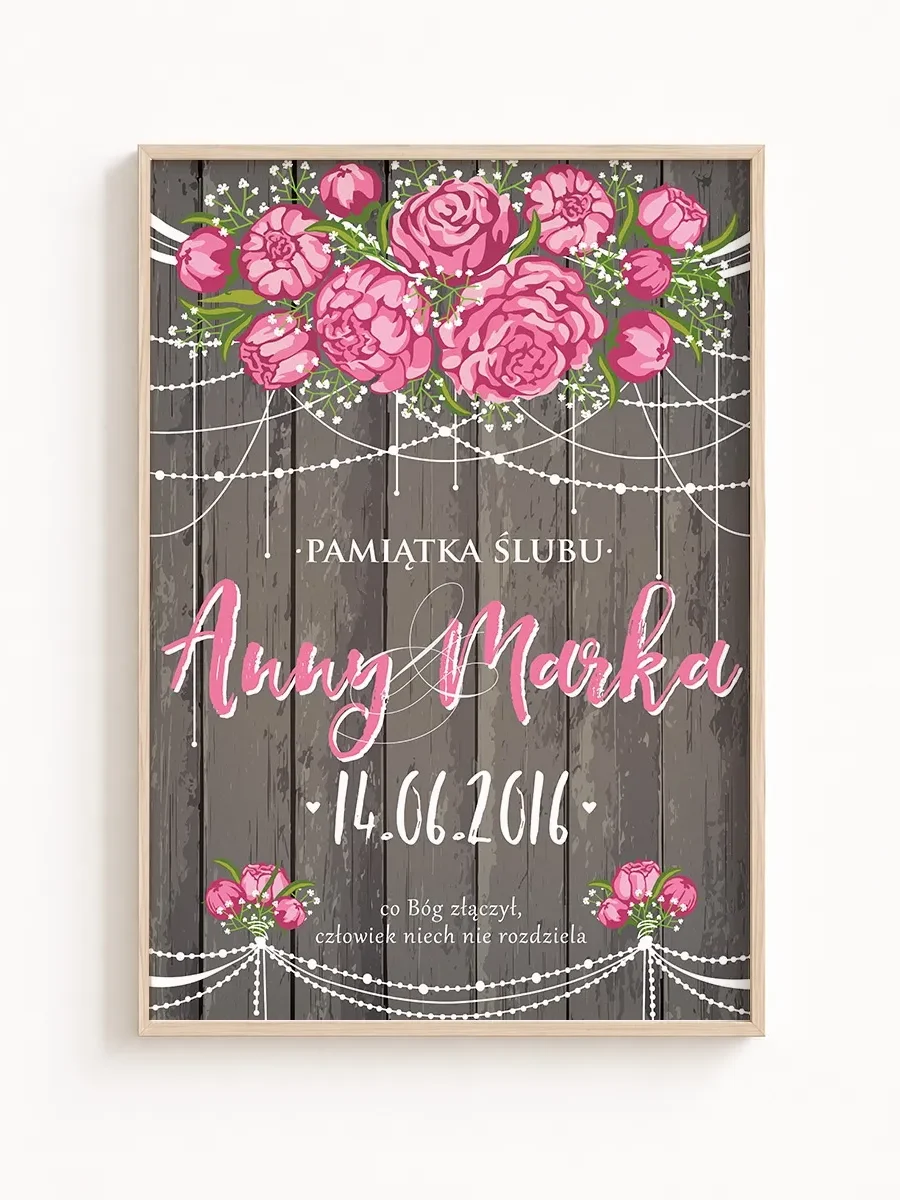 Personalizowana Pamiątka Ślubu Rustykalne Piwonie