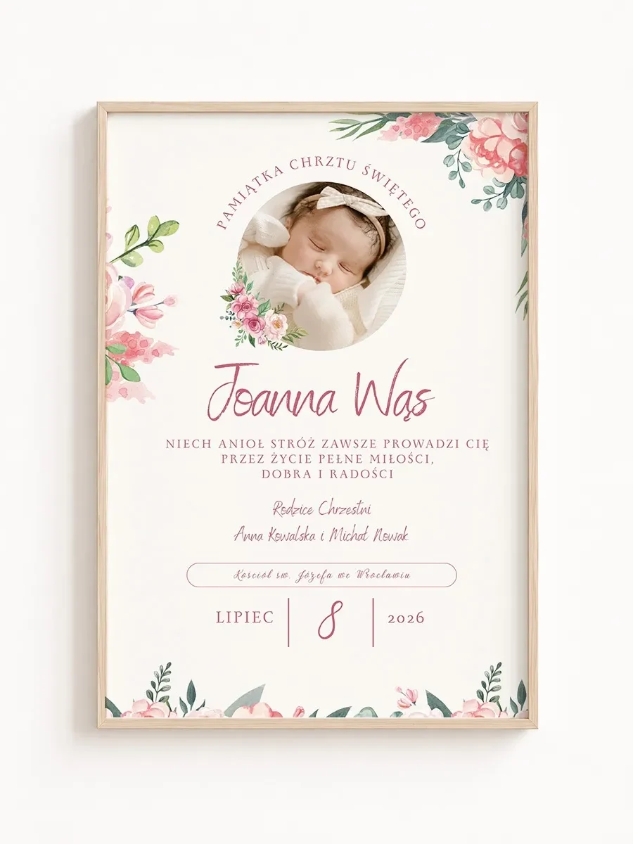 Personalizowana Pamiątka Chrztu Świętego ze Zdjęciem