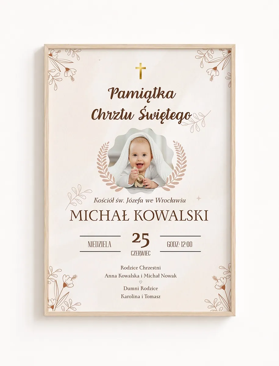 Personalizowana Pamiątka Chrztu Świętego ze Zdjęciem Dziecka