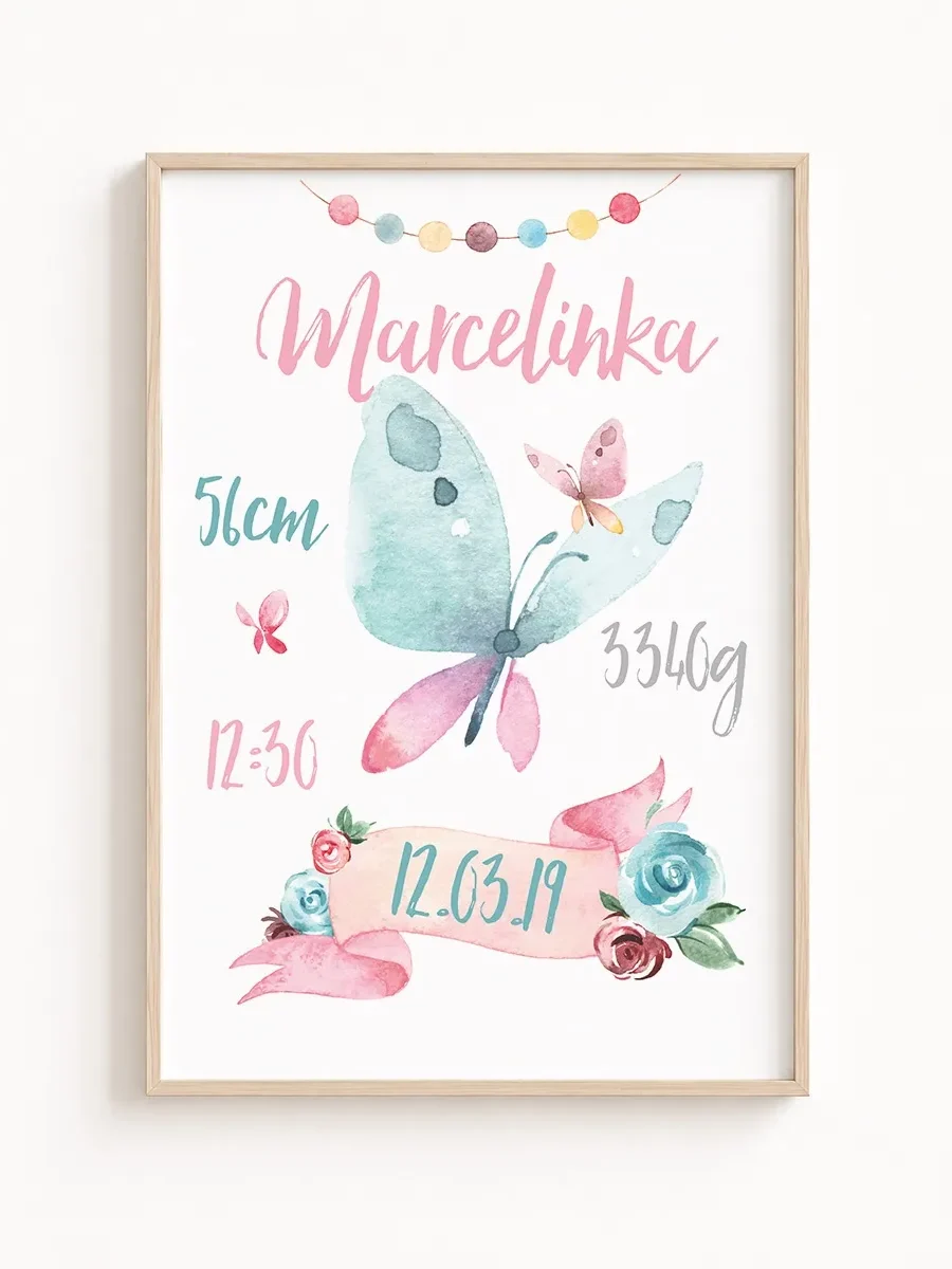 Personalizowana Metryczka Urodzenia – Kolekcja Sweet Dreams