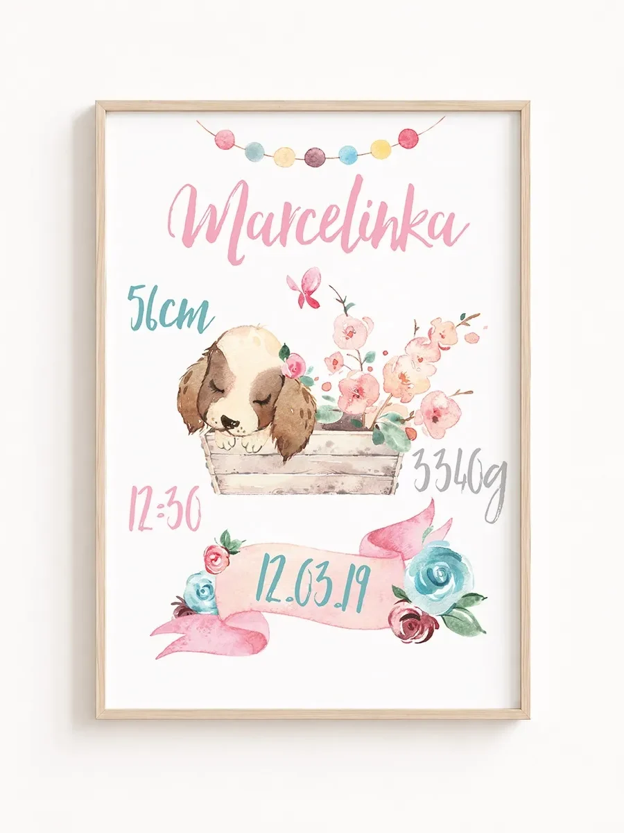 Personalizowana Metryczka Urodzenia – Kolekcja Sweet Dreams